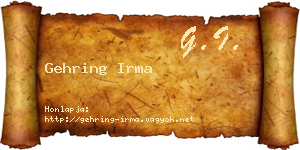 Gehring Irma névjegykártya